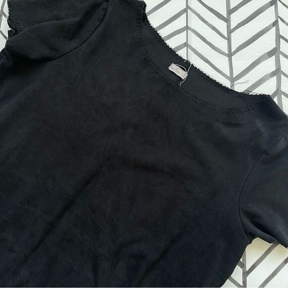 Hollister Black Velvet Side Tie Short Sleeve Top - Picture 1 of 5